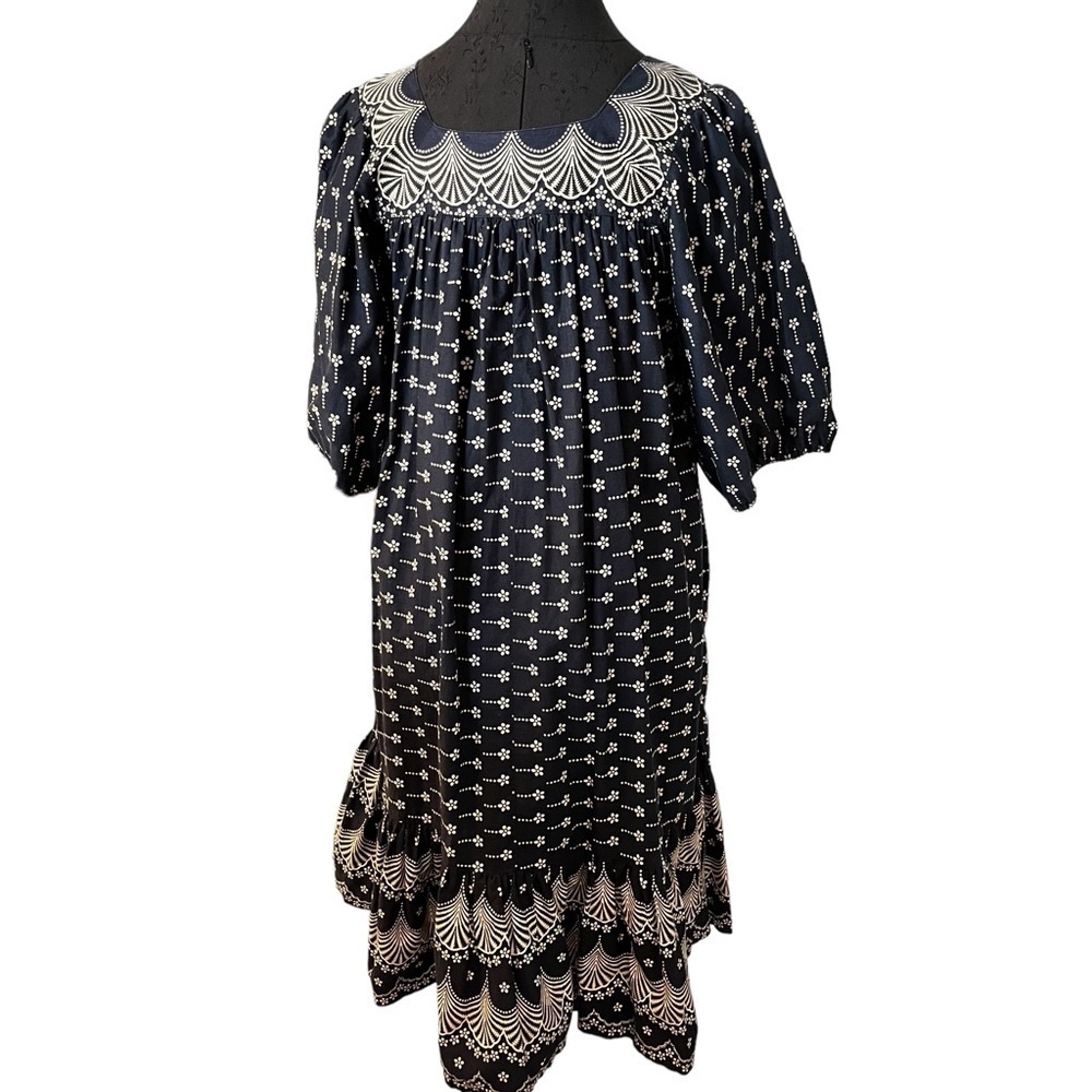 Vintage Romona Rull Collectible Cotton Muumuu Dress Blue Beige S/M - Picture 4 of 13